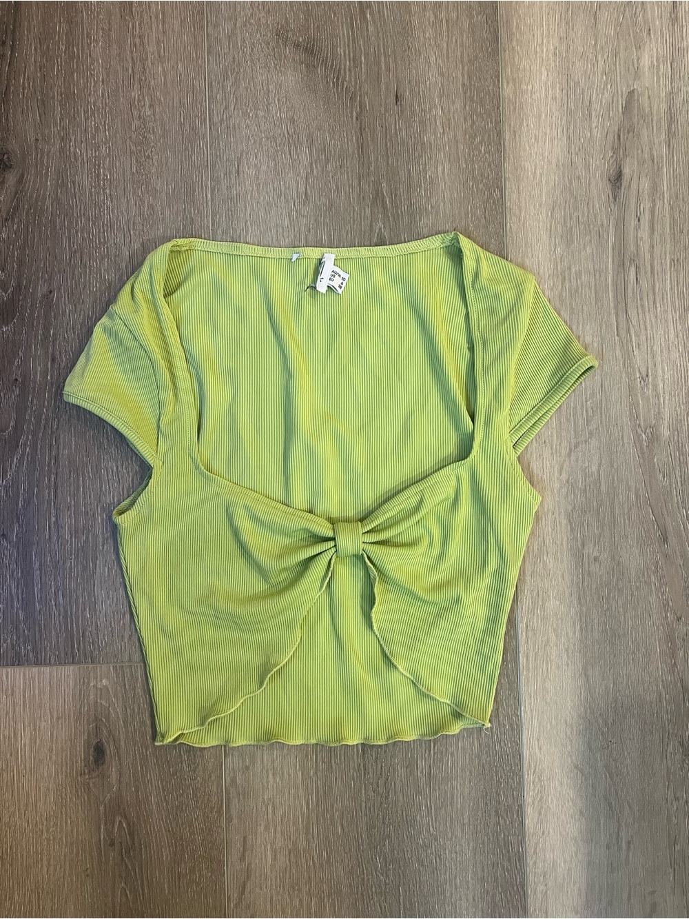 Princess Polly Lime Tie-Front Ribbed Crop Top